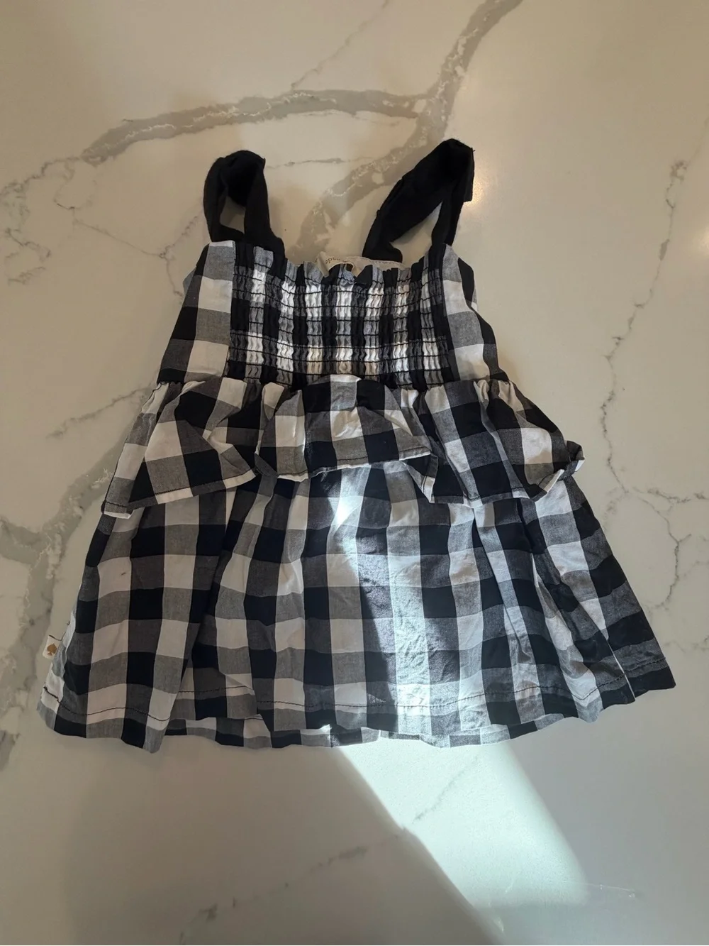 Kate Spade New York Toddler Black & White Gingham Tiered Dress - Size 18M